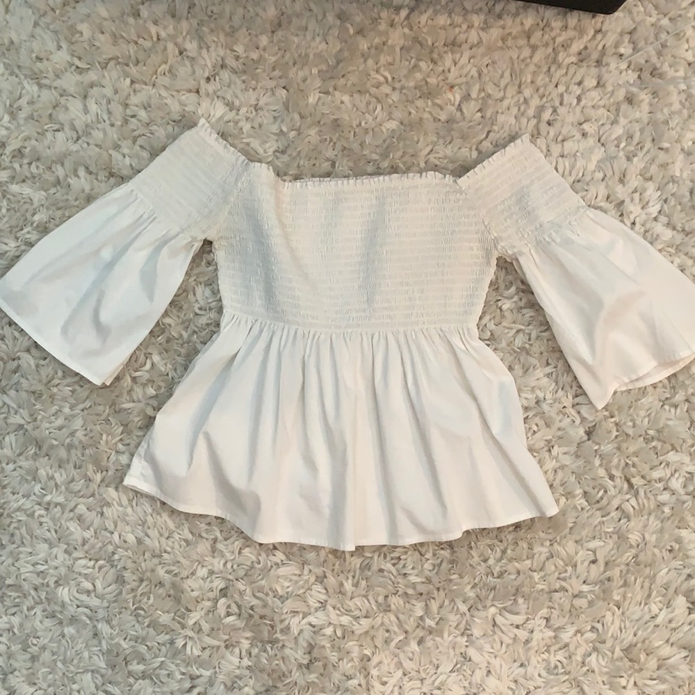 Bright White Hollister Off the Shoulder Blouse